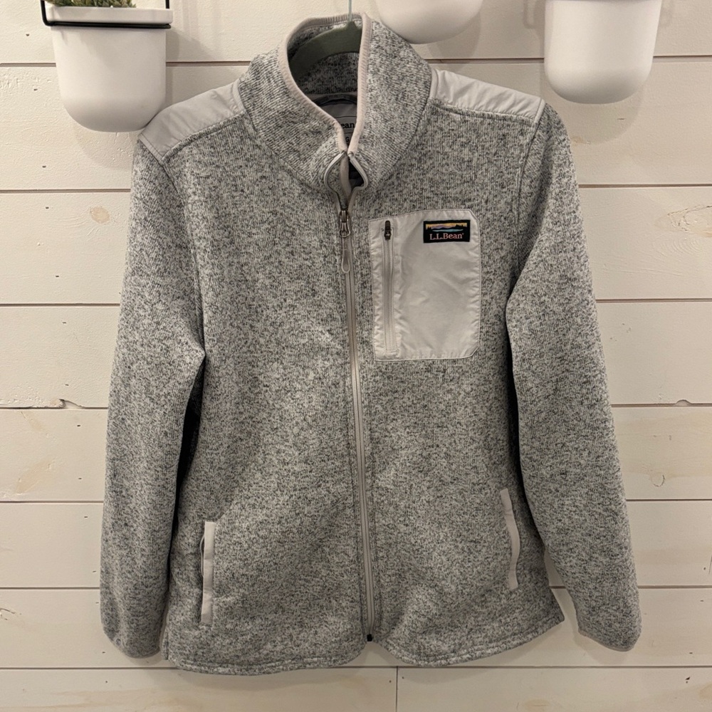 L.L. Bean Heather Gray Sherpa Fleece Zip Jacket